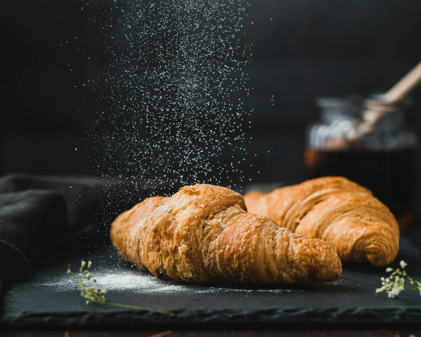 Golden flaky croissants fresh from the oven